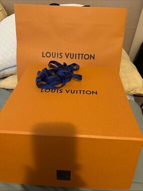 Louis Vuitton empty magnetic box with shopping bag with ribbon